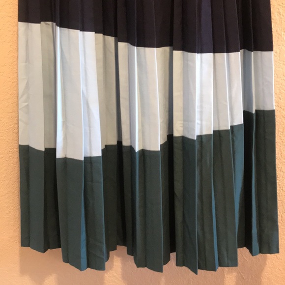 Motoreta Florence Pleated Maxi Skirt Elastic Band Color Block Blue Green Size Sm - Picture 5 of 16